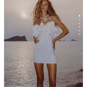 Zara Voluminous Satin Effect Dress Oyster White